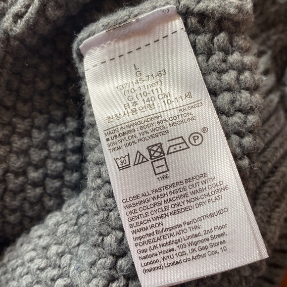 EUC Gap kids boys’ gray mock turtleneck cable knit sweater Sherpa lined collar L - Picture 6 of 7